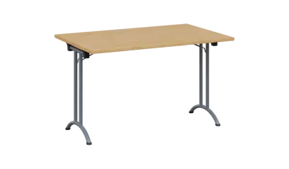 SLA 125 lak skládací jednací stůl 1250x800, deska 25 mm, podnož stříbrný lak, deska javor horský